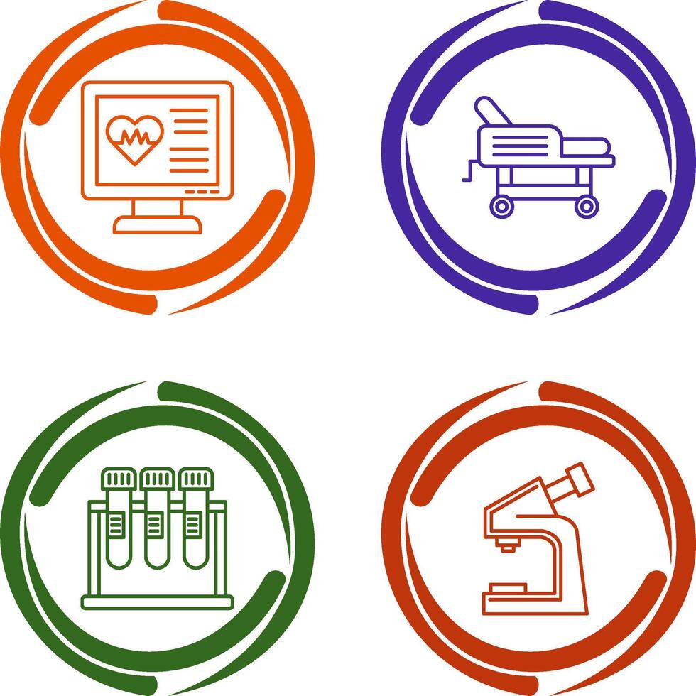 Cardiogram and Hospital Bed Icon vector