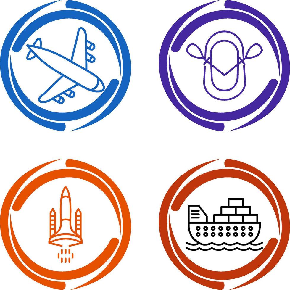 Landing Airplane and Dinghy Icon vector