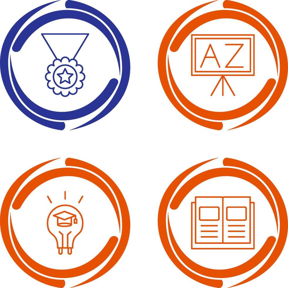 Medal and From A To Z Icon vector
