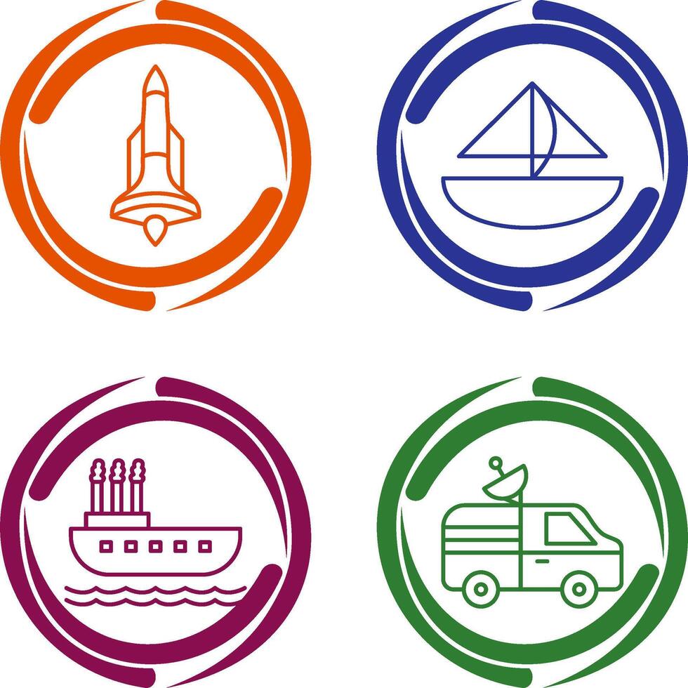 Rocket and Small Yacht Icon vector