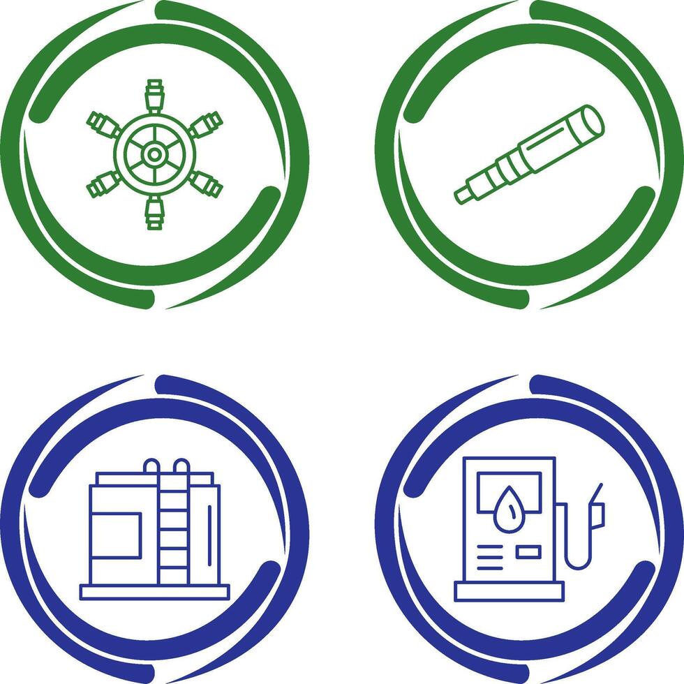 Ship Wheel and Binocular Icon vector