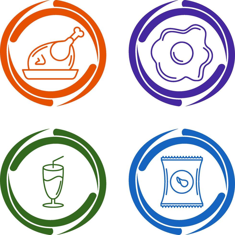 Chicken leg and Fried egg Icon vector