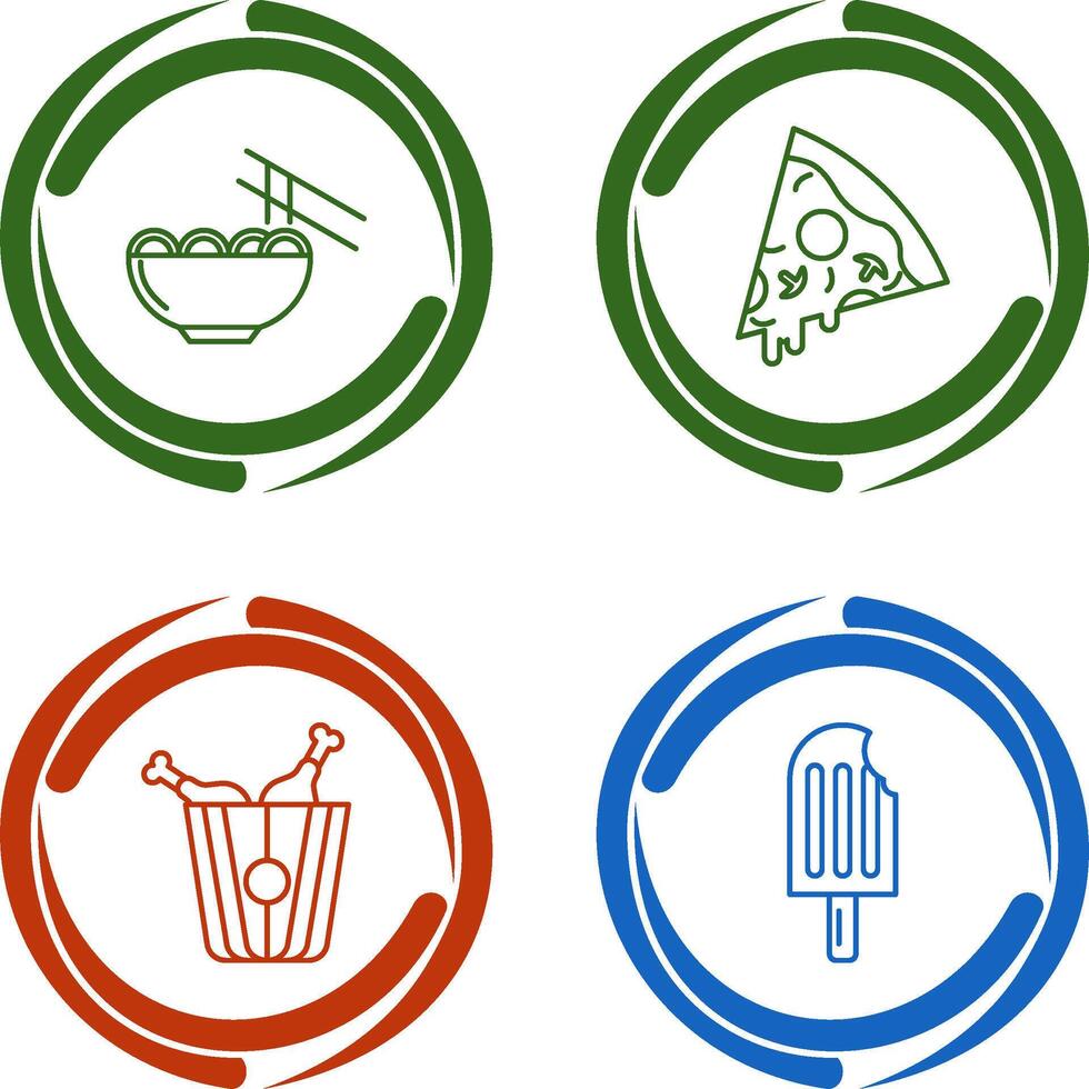 Chinese food and Pizza Icon vector