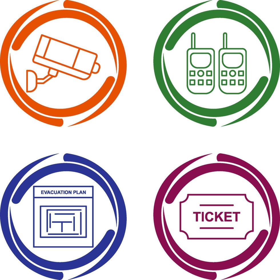 CCTV Camera and Walkie Talkie Icon vector