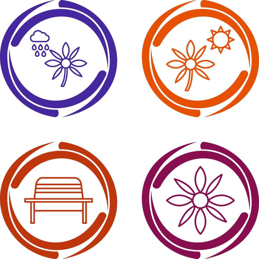 Flower with rain and Flower Icon vector