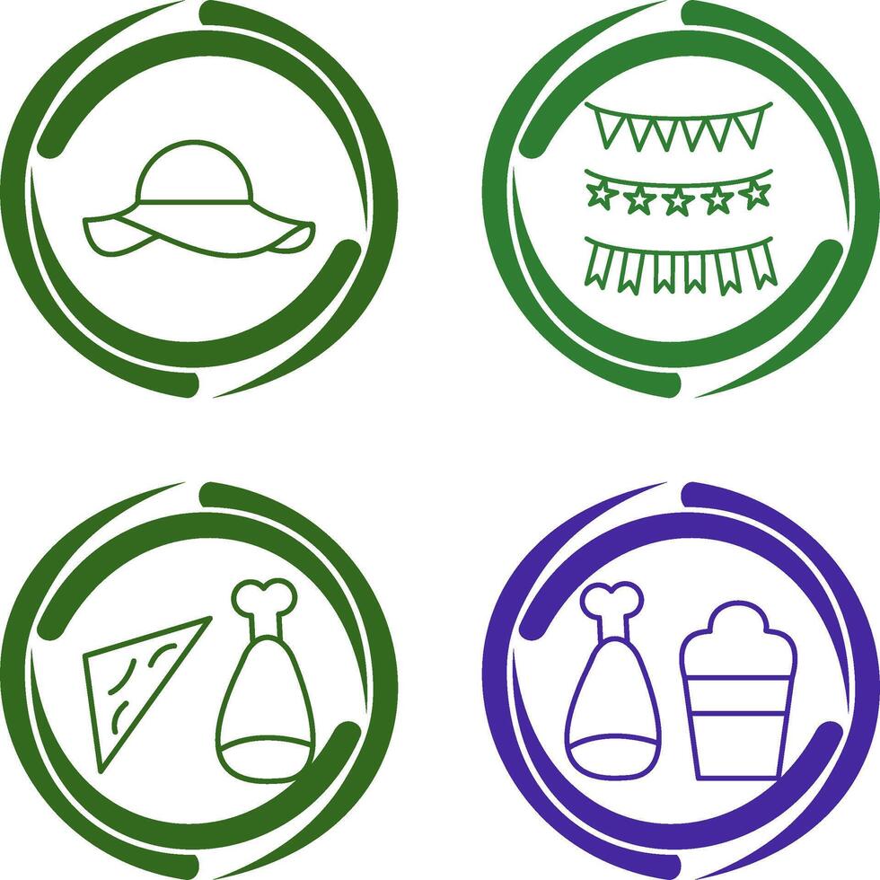 Garlands and Woman Hat Icon vector