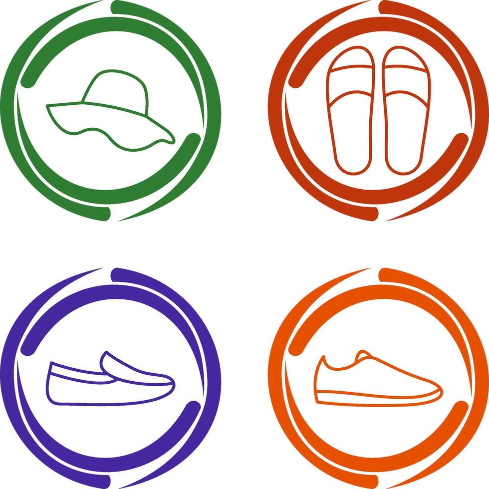 sombrero y zapatillas icono vector