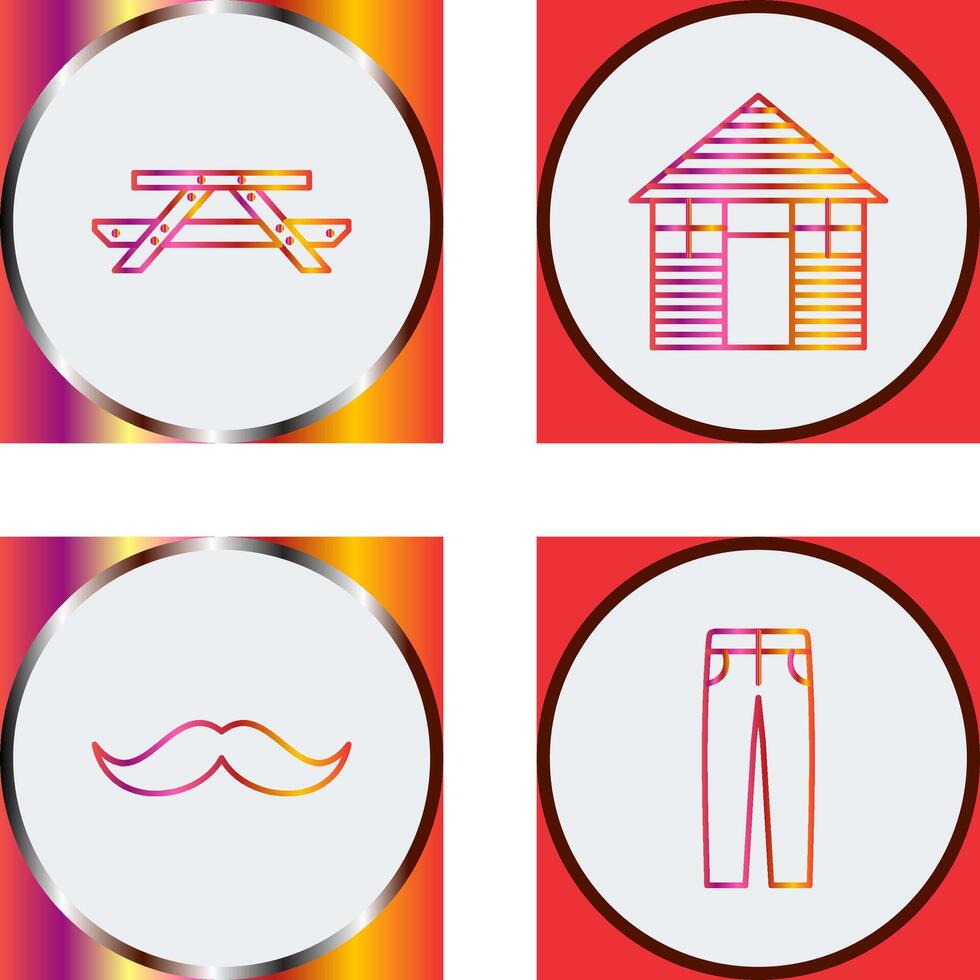 Picnic of Table and Wood Cabin Icon vector