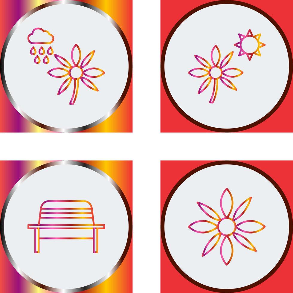 Flower with rain and Flower Icon vector