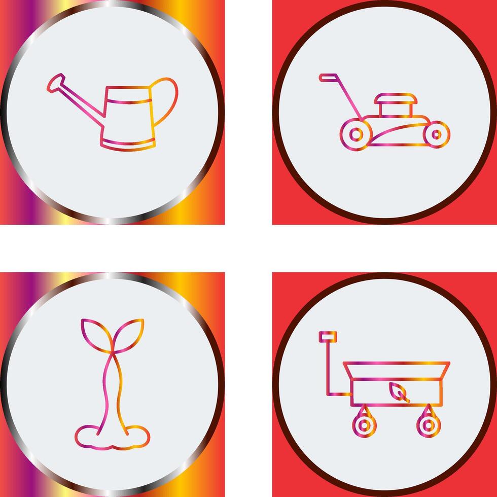 Watering tool and Lawn Mower Icon vector