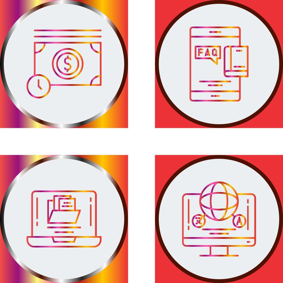 Time is Mony and Faq Icon vector