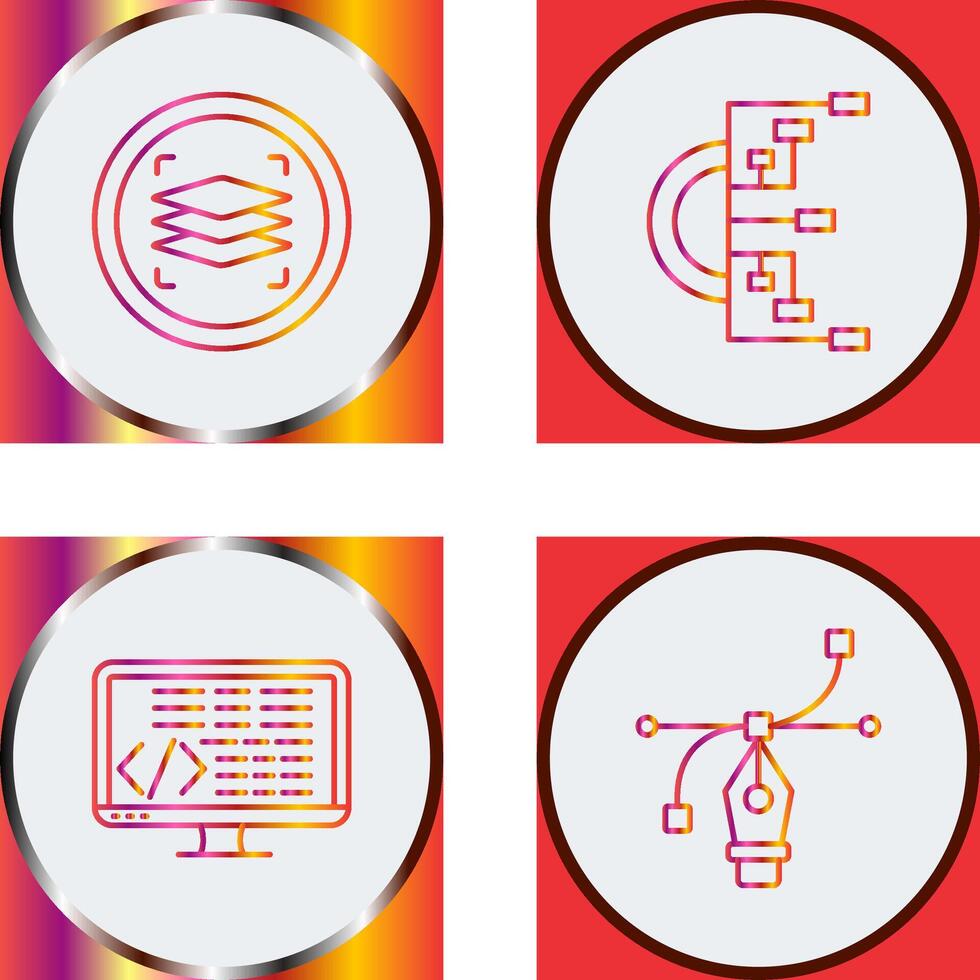 Layers and Flowchart Icon vector