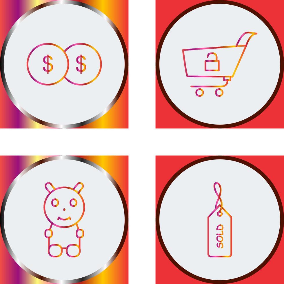 coins and unlock cart Icon vector