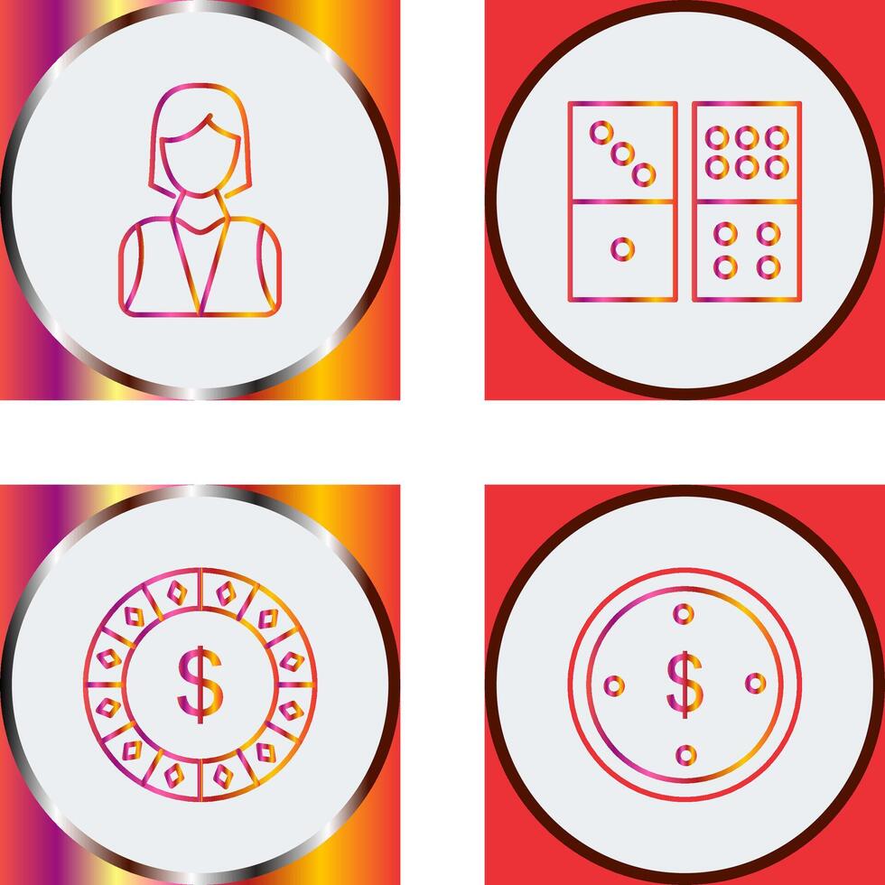 elegant lady and domino game Icon vector