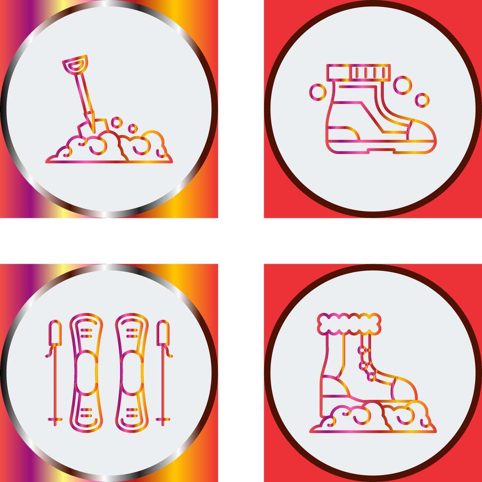 Shovel and Ski Boots Icon vector