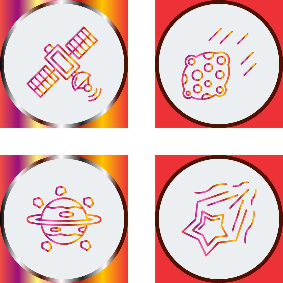satelite and asteroid Icon vector