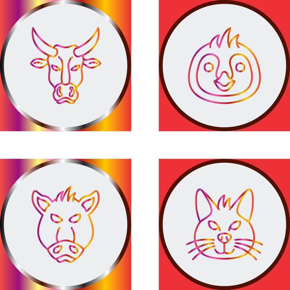 Cow and Penguin Icon vector