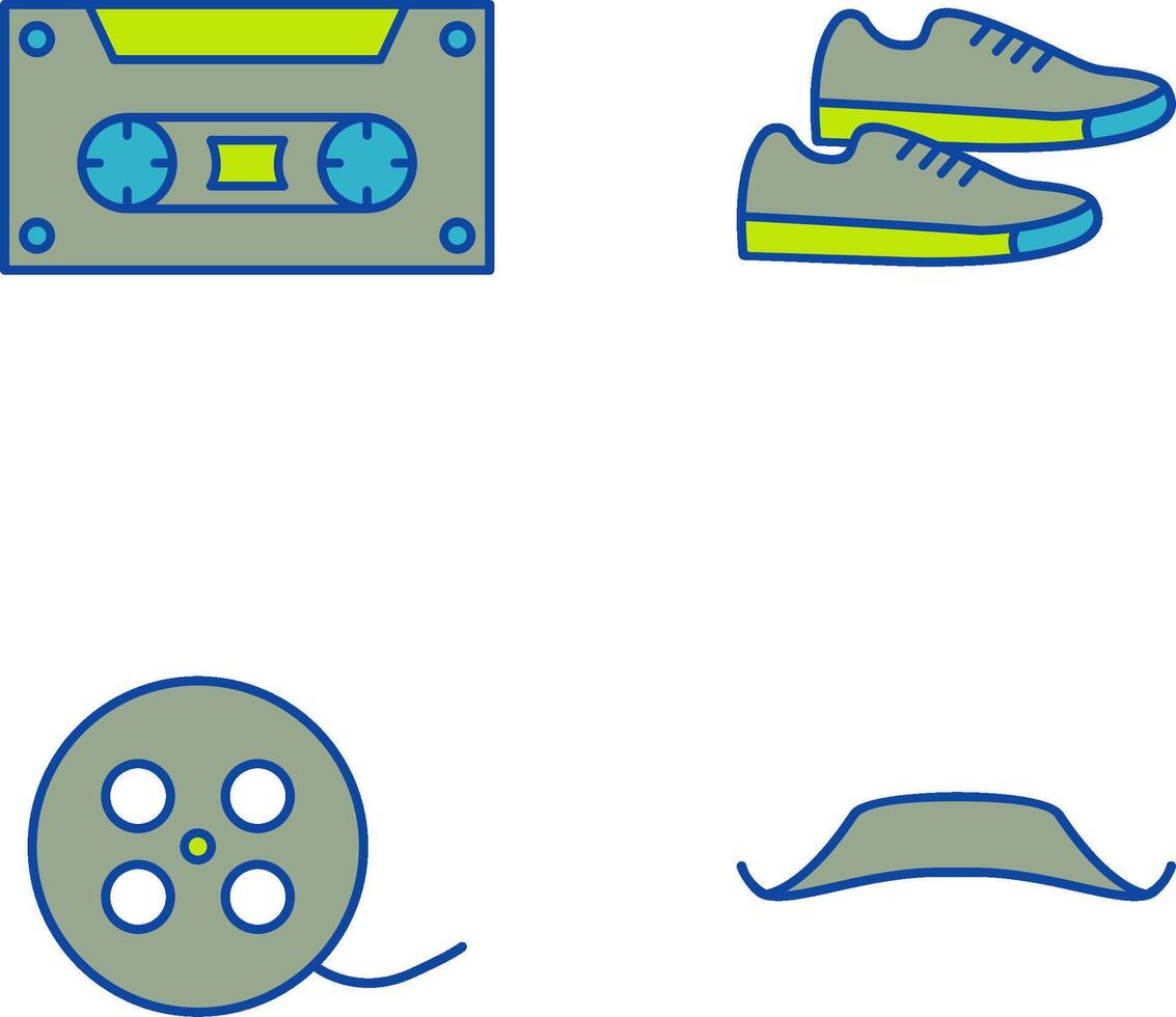 casette y zapatillas icono vector