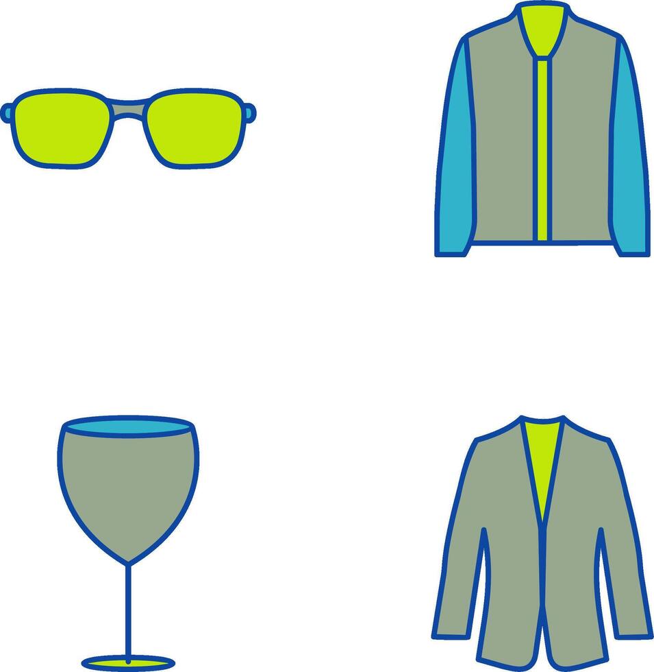 lentes y chaqueta icono vector