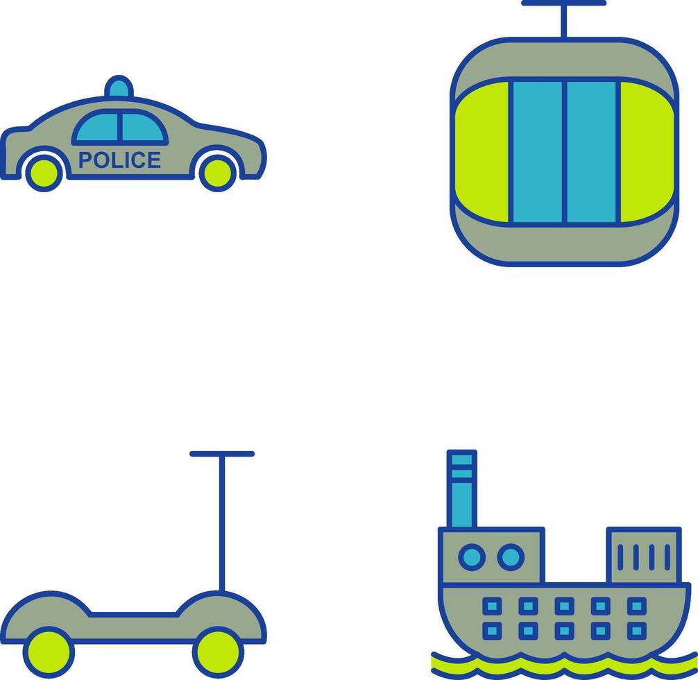 Police Car and Cable Car Icon vector