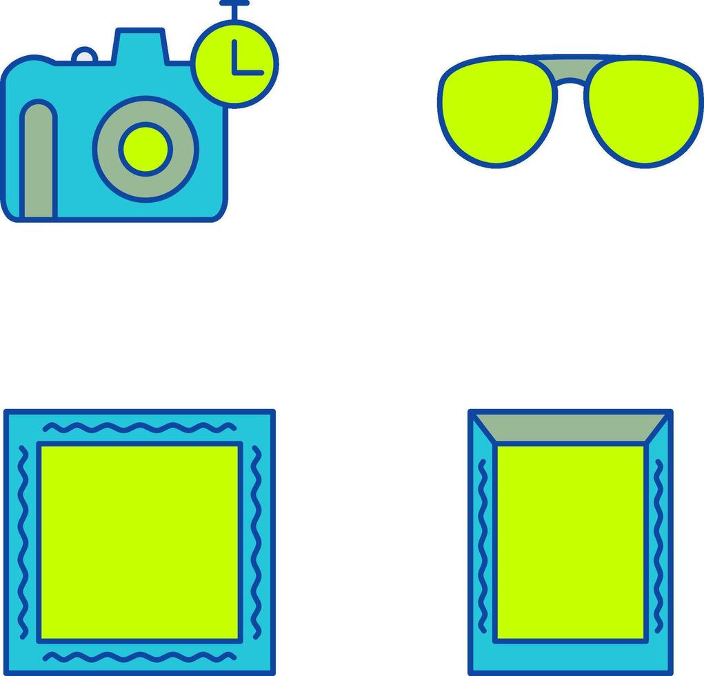 lentes y Temporizador en cámara icono vector