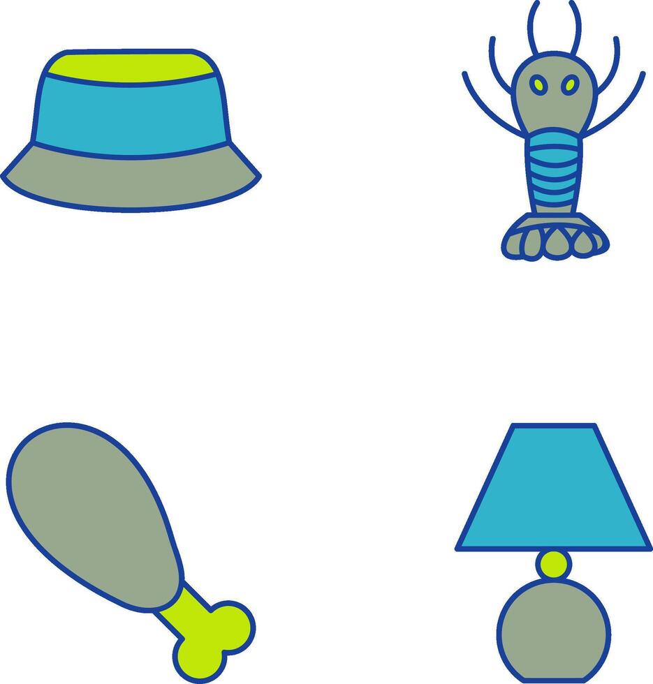 Men Hat and Lobster Icon vector