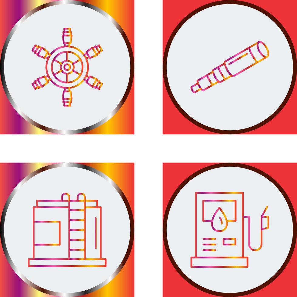 Ship Wheel and Binocular Icon vector