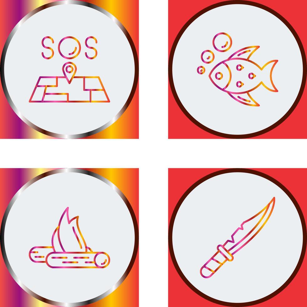 llamada de socorro y pescado icono vector