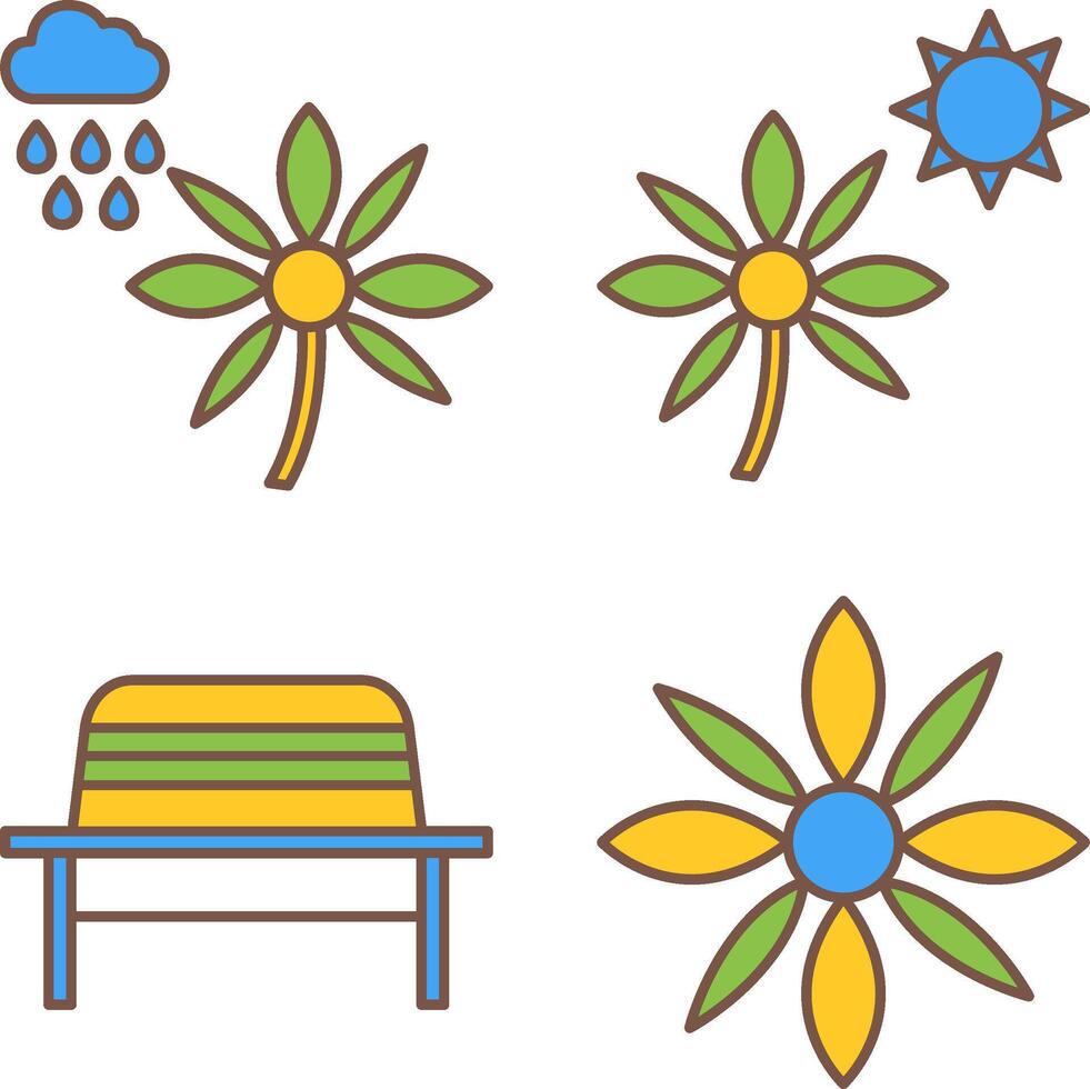 Flower with rain and Flower Icon vector