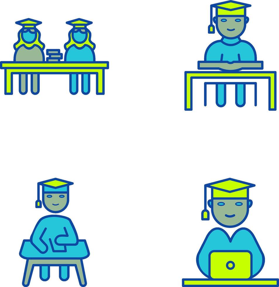 Combined Study and Studying on Desk Icon vector