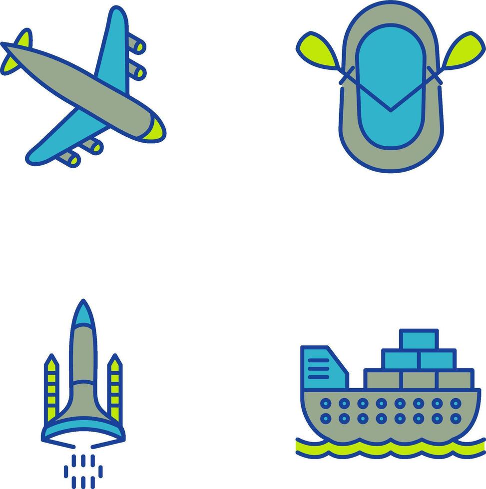 Landing Airplane and Dinghy Icon vector