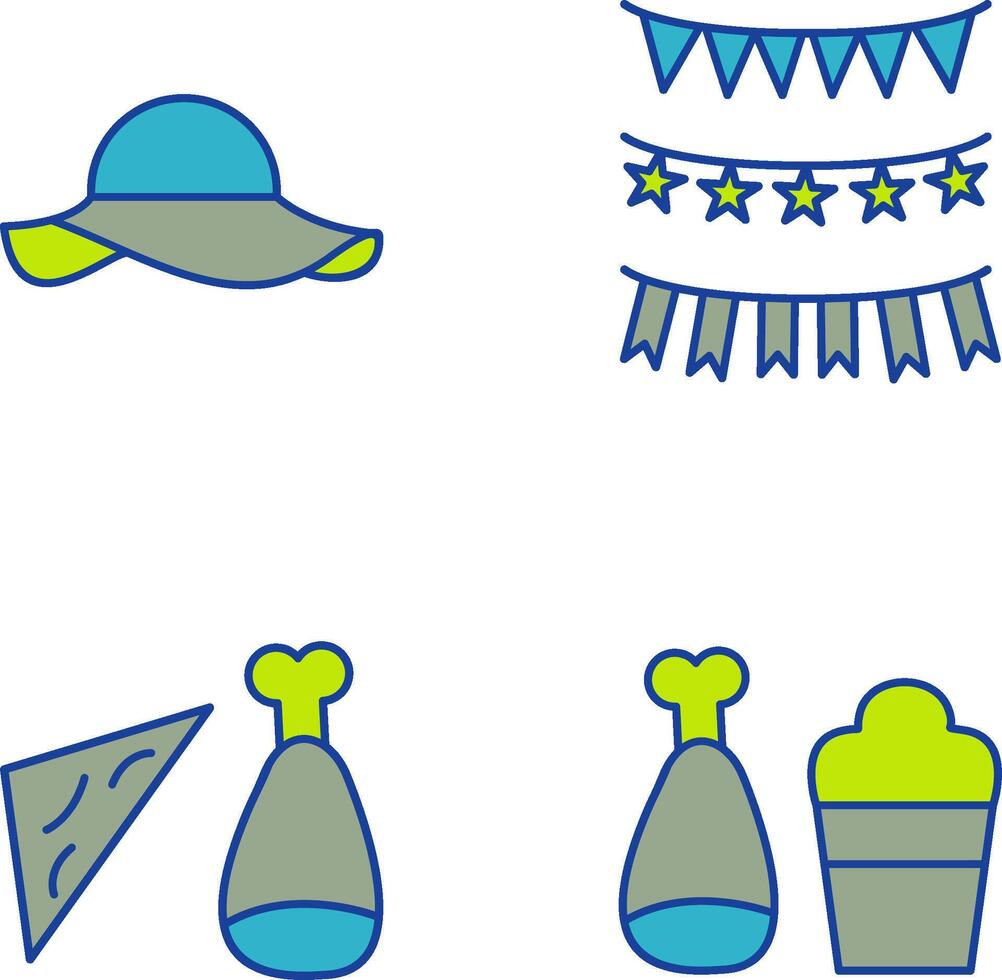 Garlands and Woman Hat Icon vector