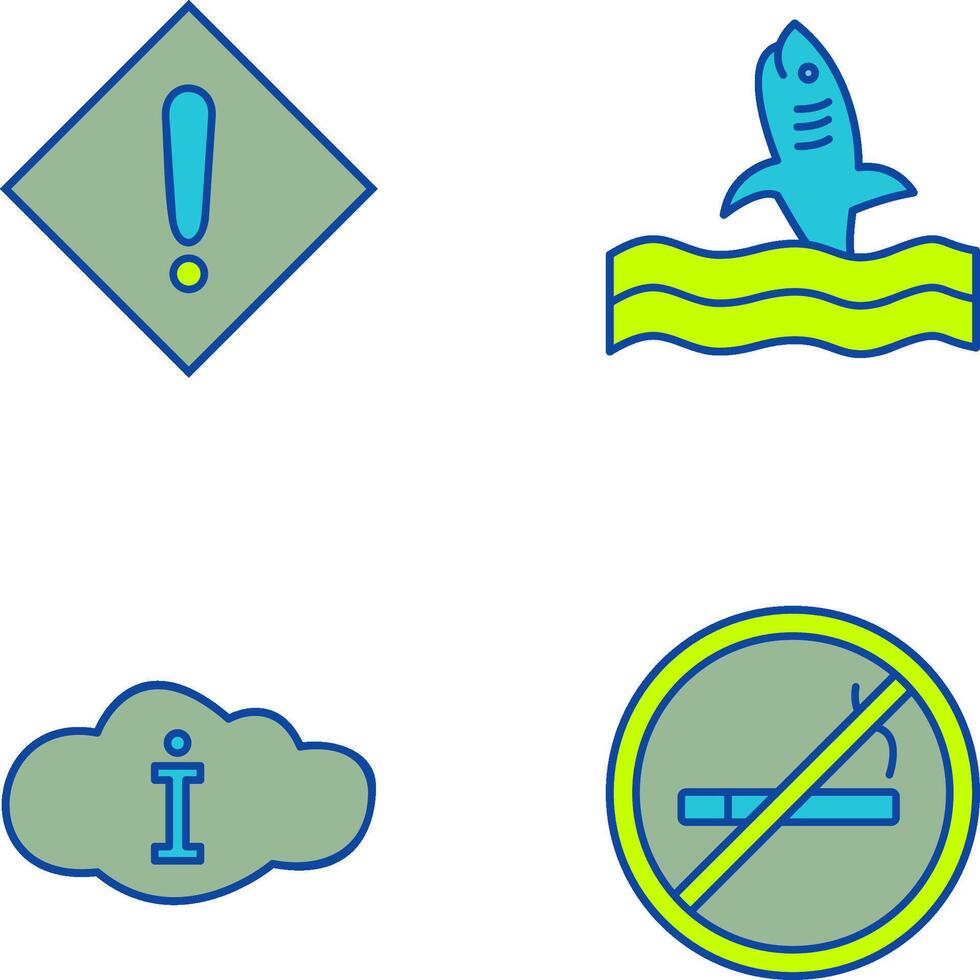 caution sign and dangerous shark Icon vector