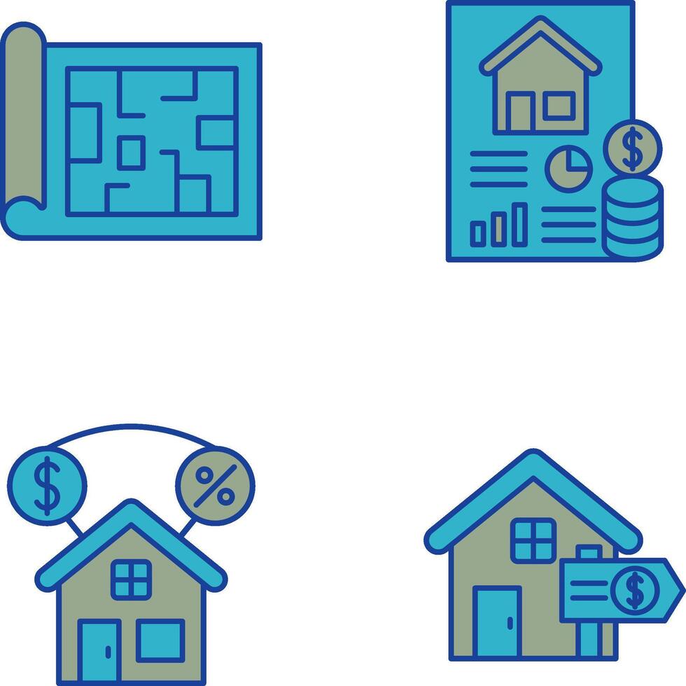 Blueprint and loan Icon vector
