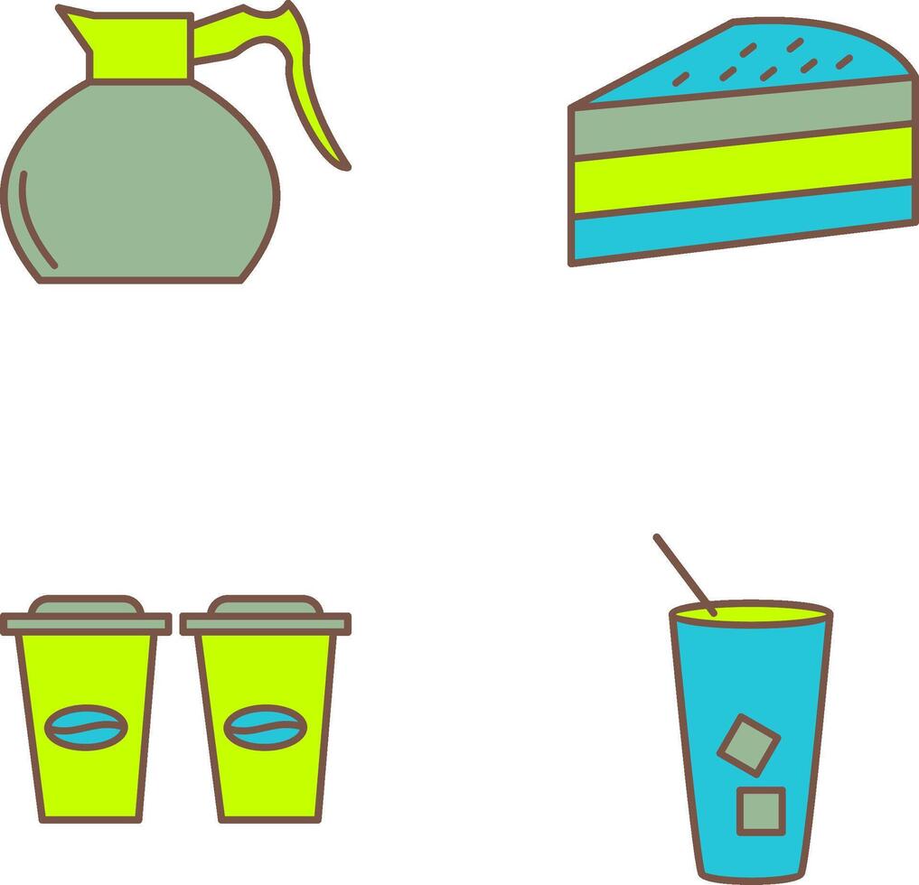 cake slice and coffee pot Icon vector