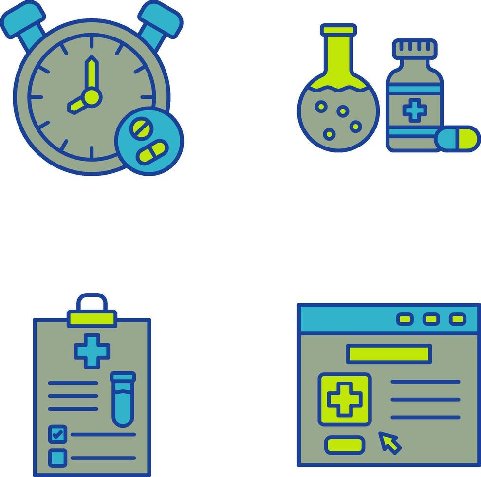 Clock and test tube Icon vector
