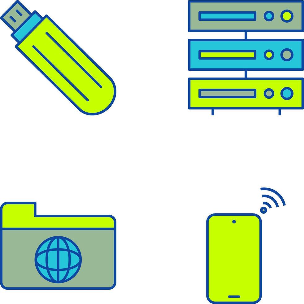 usb drive and server Icon vector