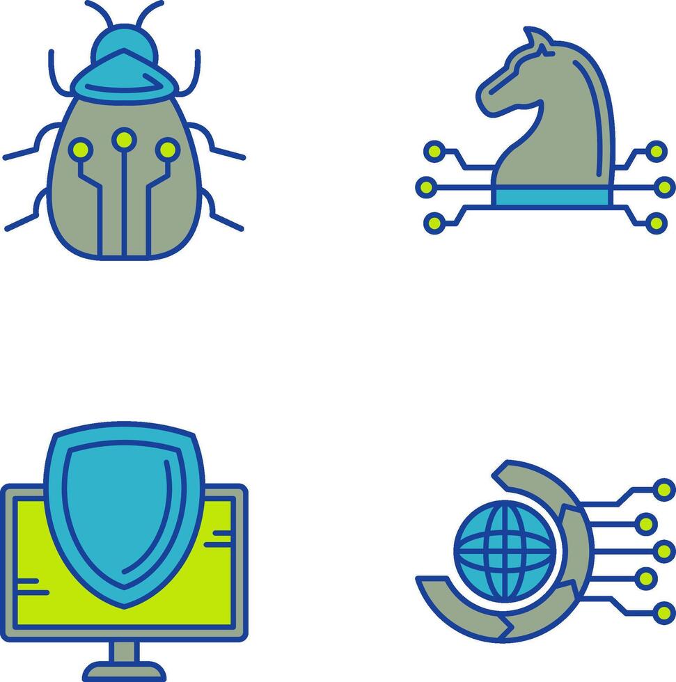 Bug and Trojan Icon vector