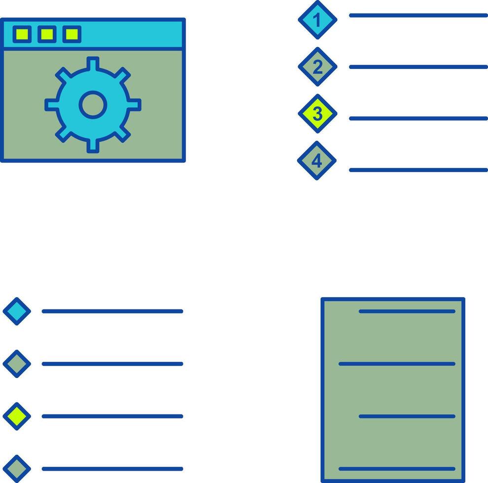 settings and numbered lists Icon vector