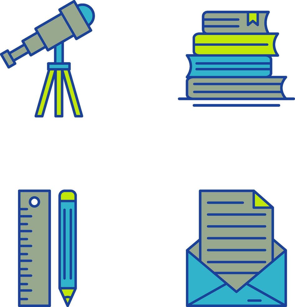 Telescope and BooksSnack and Money Icon vector