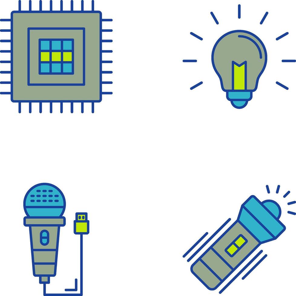 Processor and Light Bulb Icon vector
