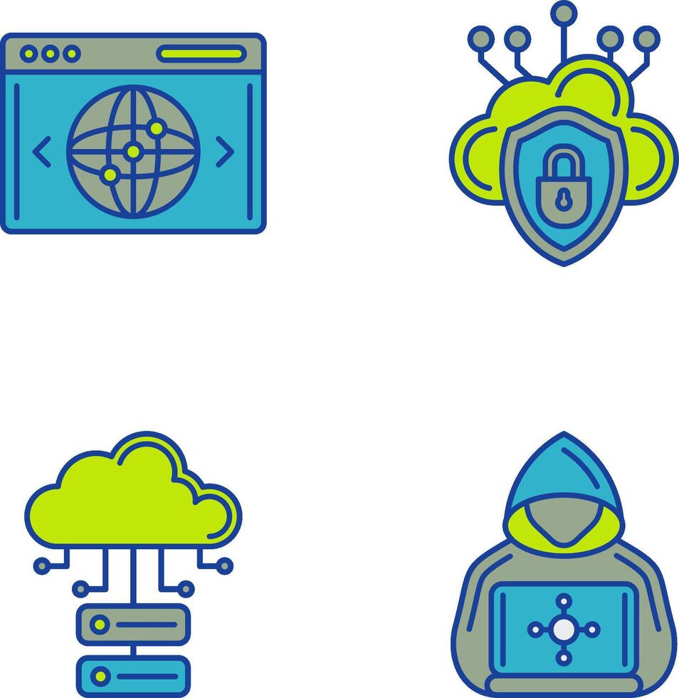 Cloud Security and Website Icon vector