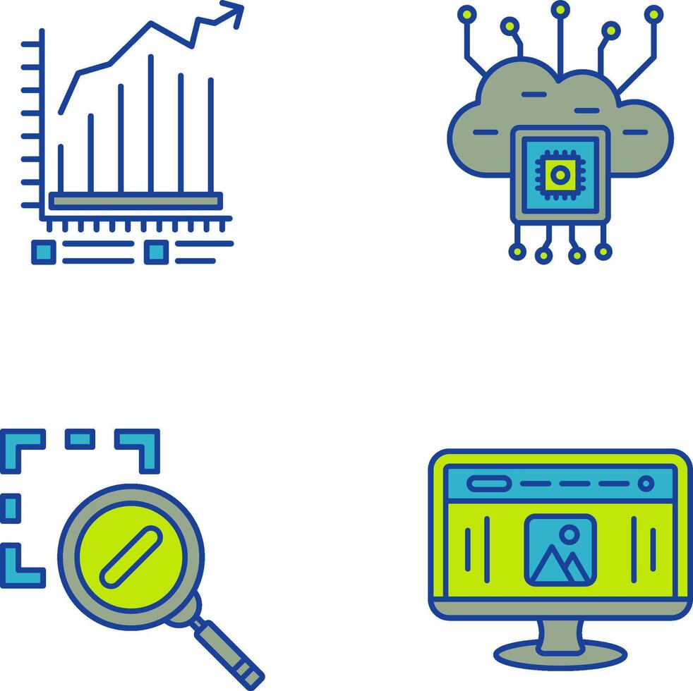 Bar Chart and Cloud Computing Icon vector