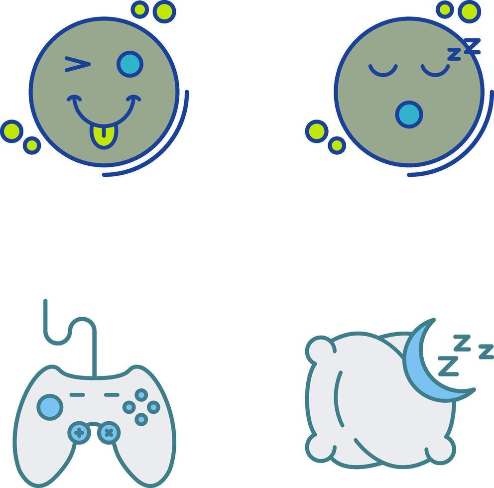 Tongue Out and Sleep Icon vector