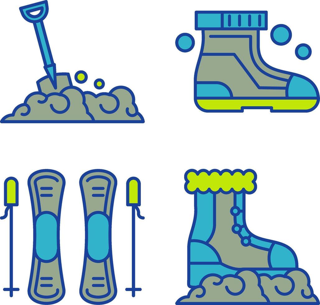 Shovel and Ski Boots Icon vector