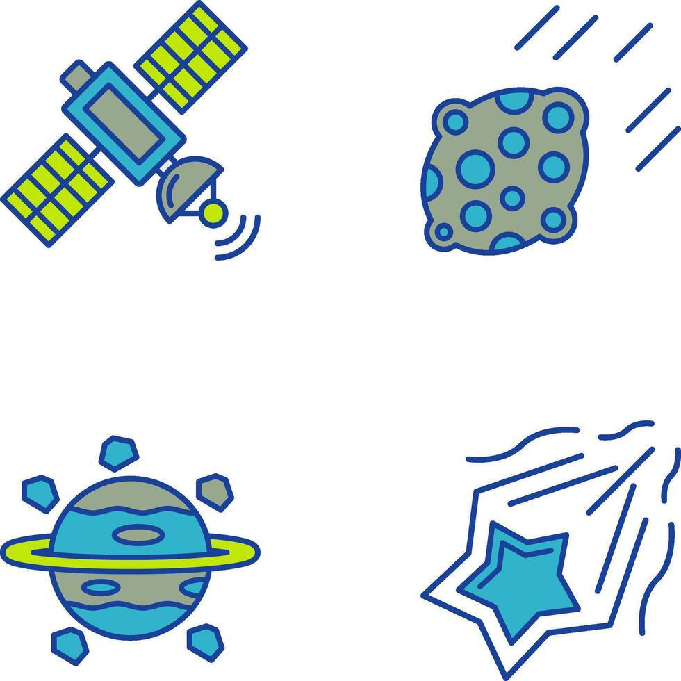satelite and asteroid Icon vector