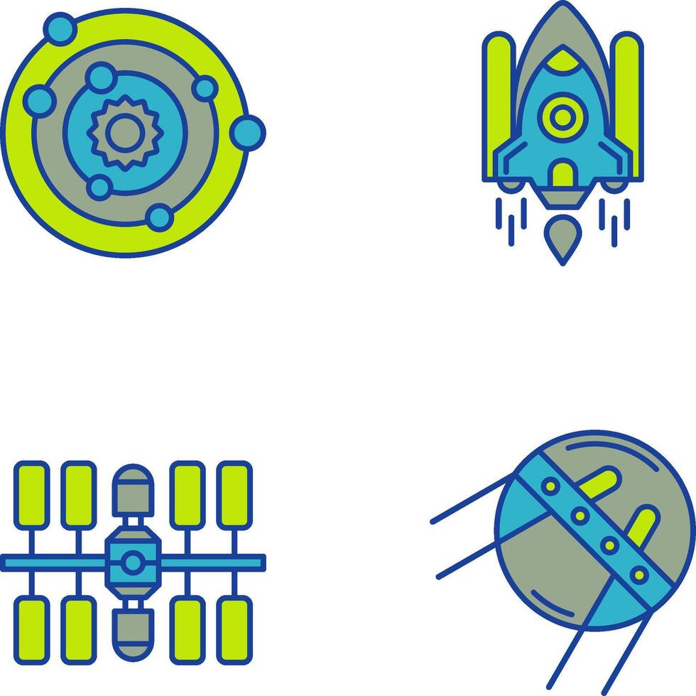 solar sistemas y espacio lanzadera icono vector