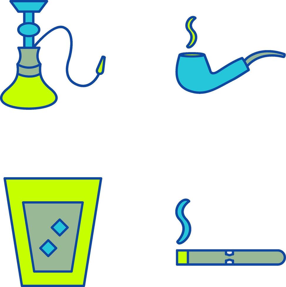 hookah and lit smoking pipe Icon vector