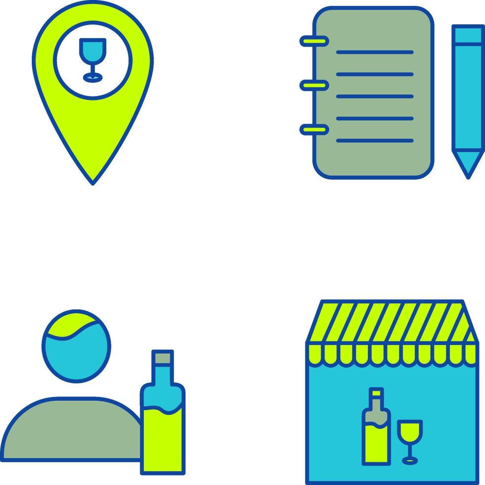 bar location and notepad Icon vector