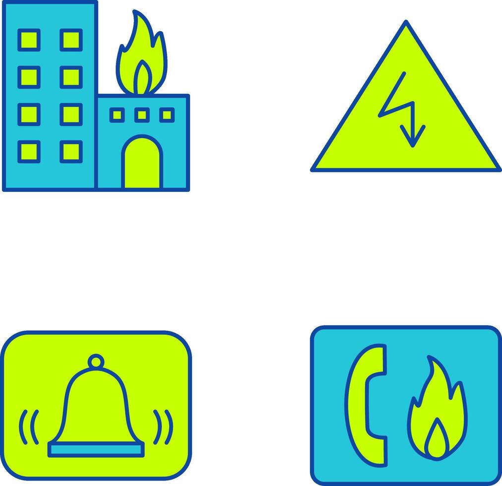 ardiente edificio y electricidad peligro icono vector